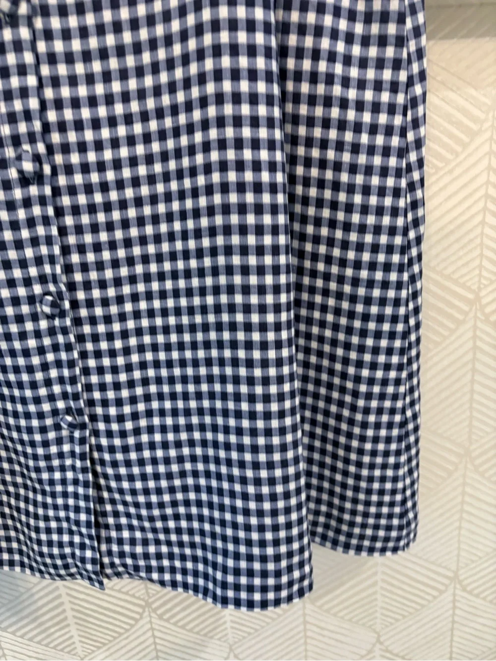 Reformation Navy and White Gingham Button-Front Midi Skirt